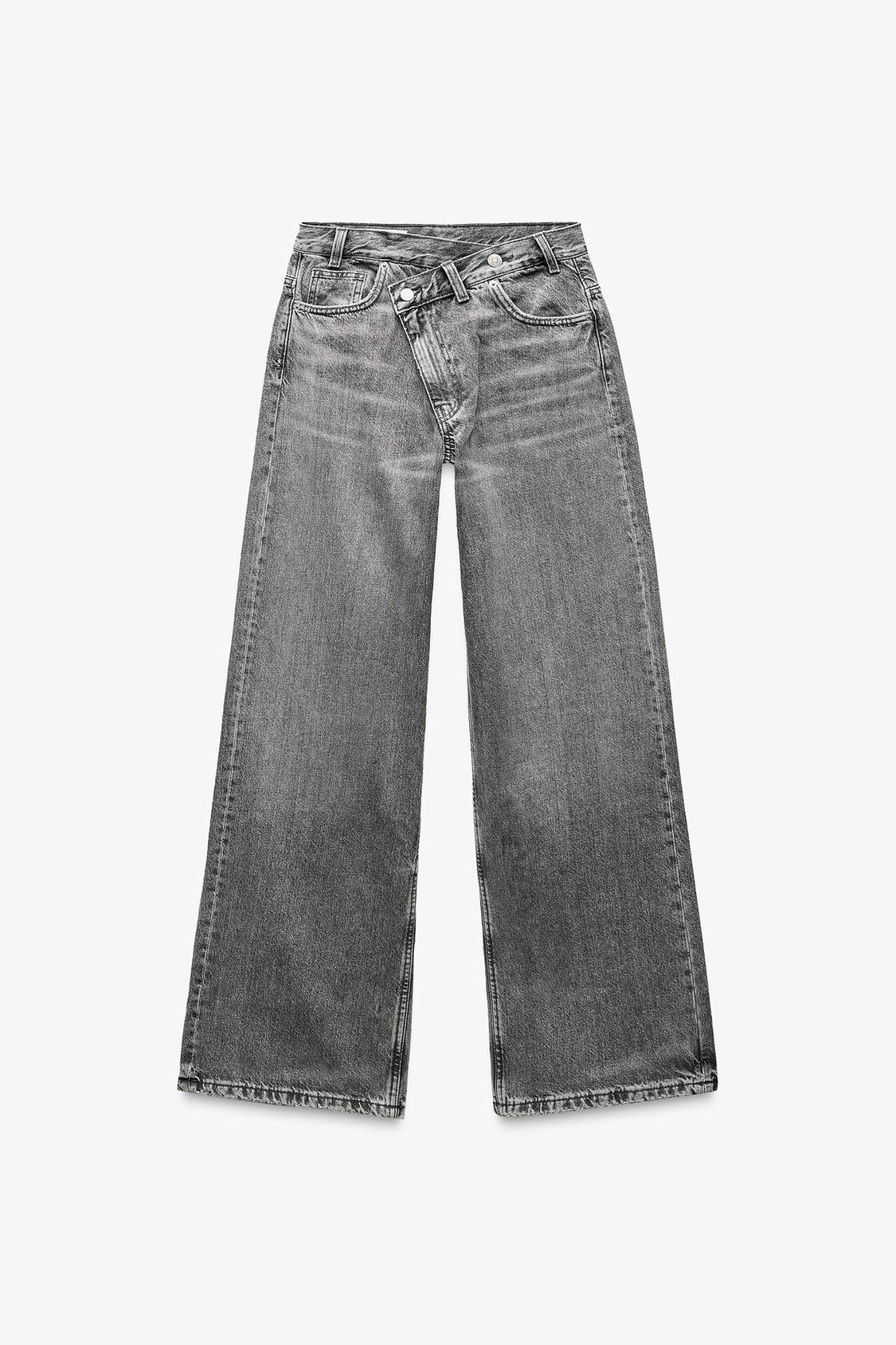 Mid-Waist Crossover Baggy Jeans