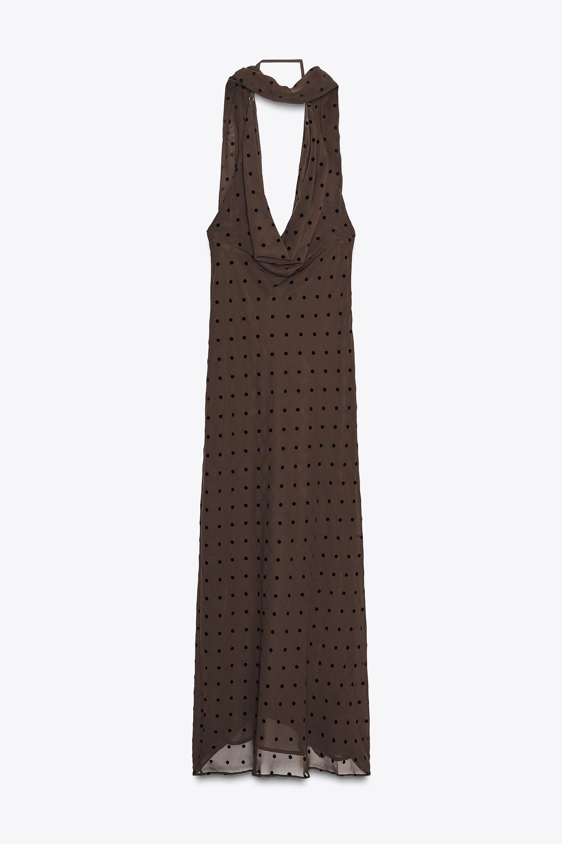 Soraya | Polka-Dot Halterneck Foulard Maxi Dress