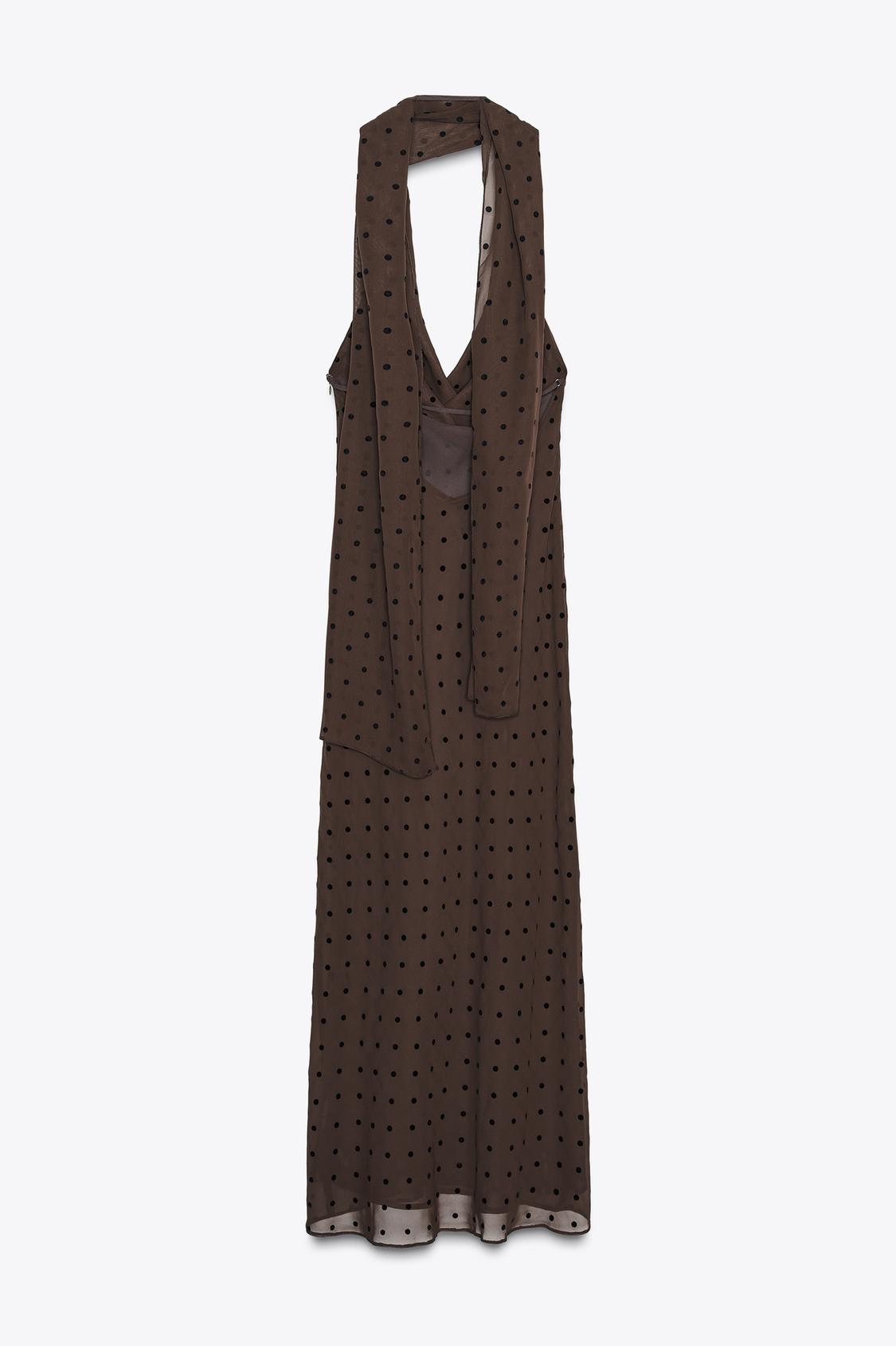 Soraya | Polka-Dot Halterneck Foulard Maxi Dress