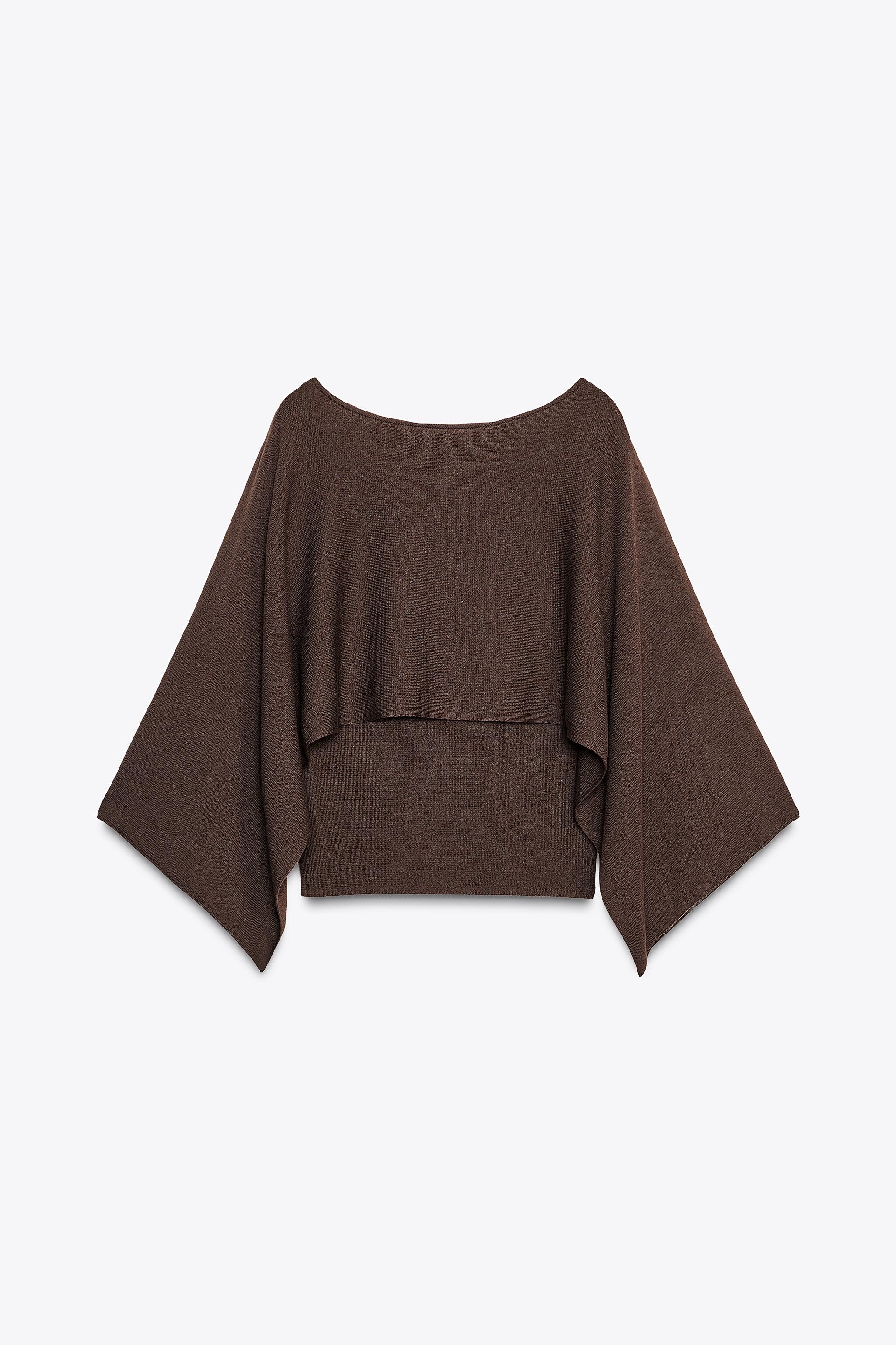 Knitted Sweater With Cape Sleeves