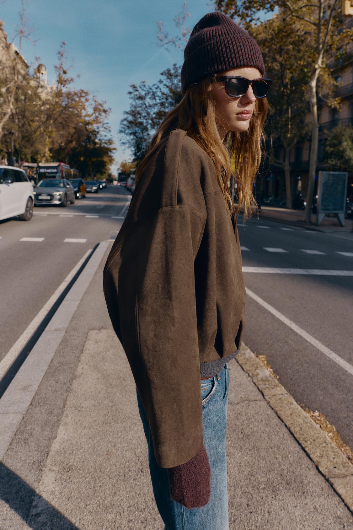 Rhéa | Suede-Effect Bomber Jacket