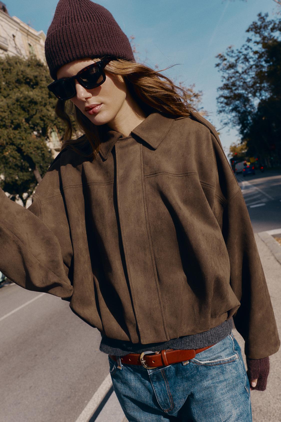 Rhéa | Suede-Effect Bomber Jacket