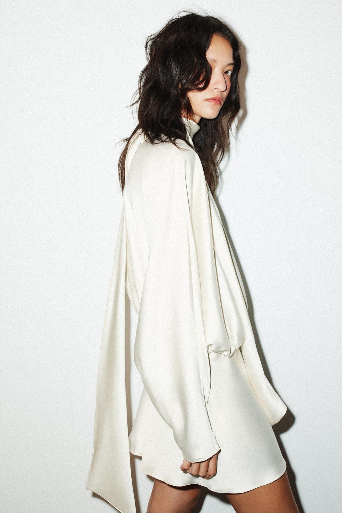 Short Satin Dress With Foulard