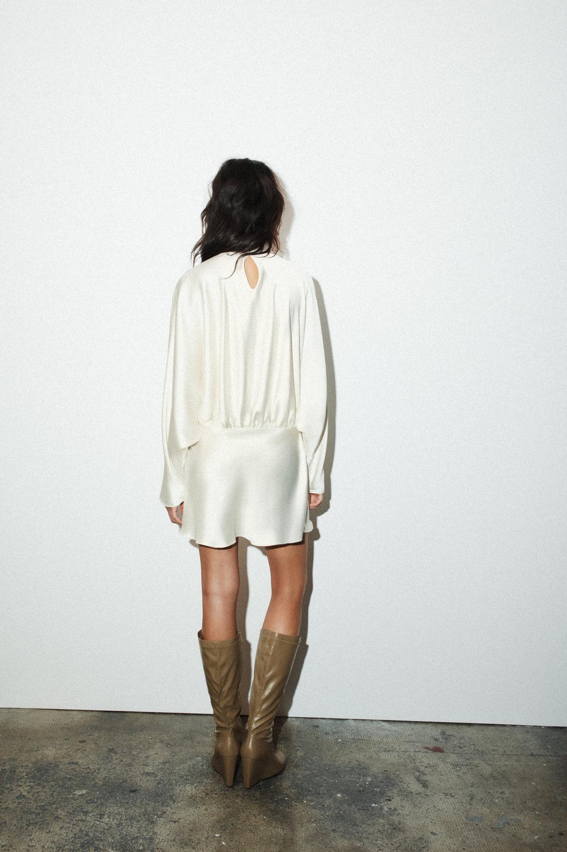 Short Satin Dress With Foulard