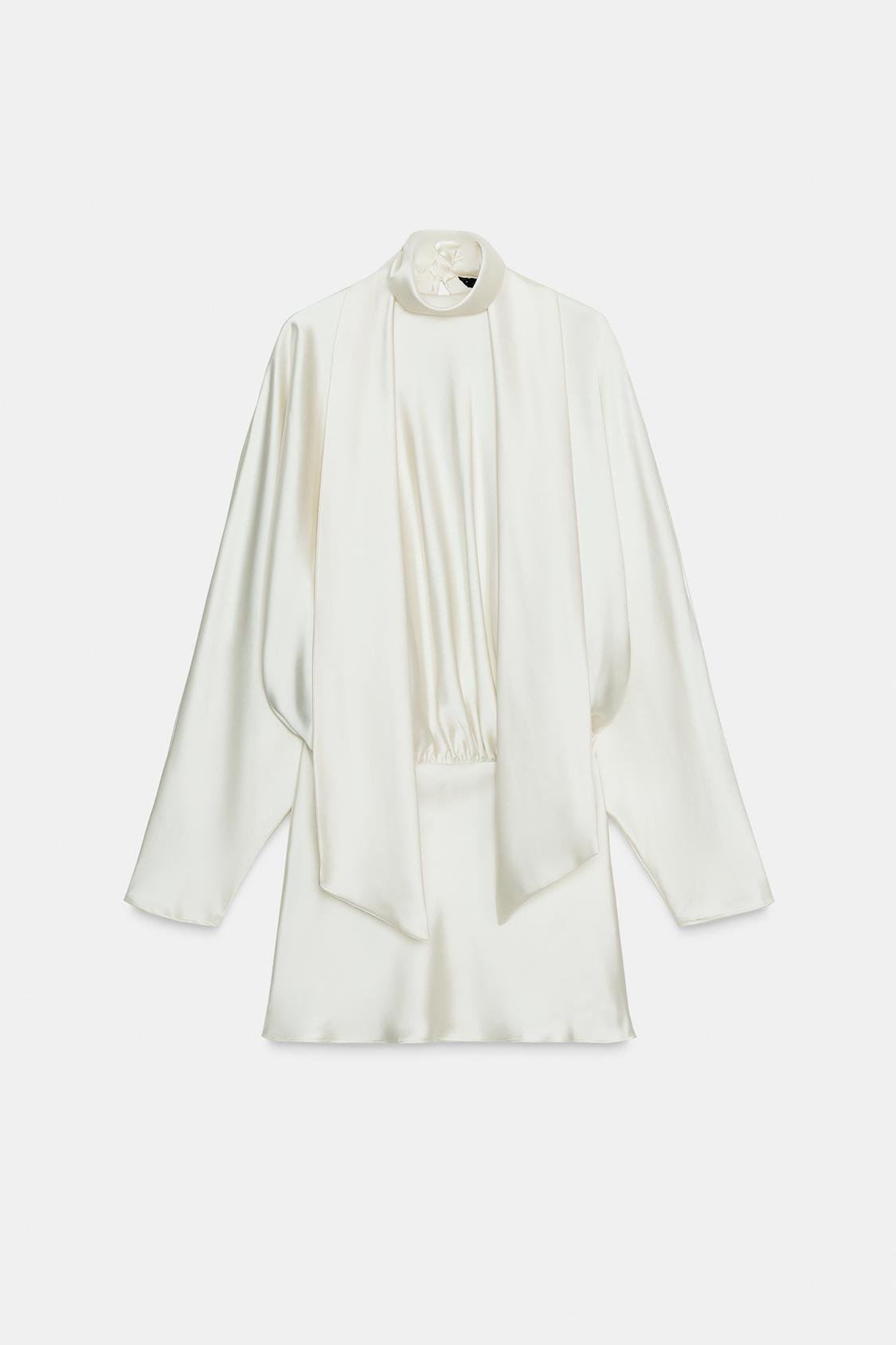 Short Satin Dress With Foulard