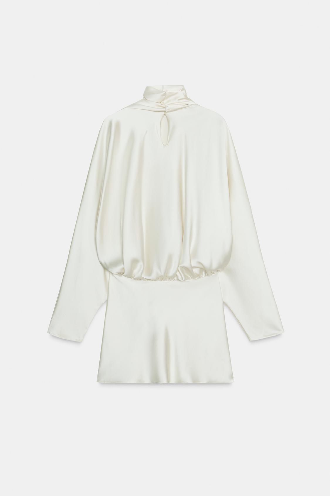 Short Satin Dress With Foulard