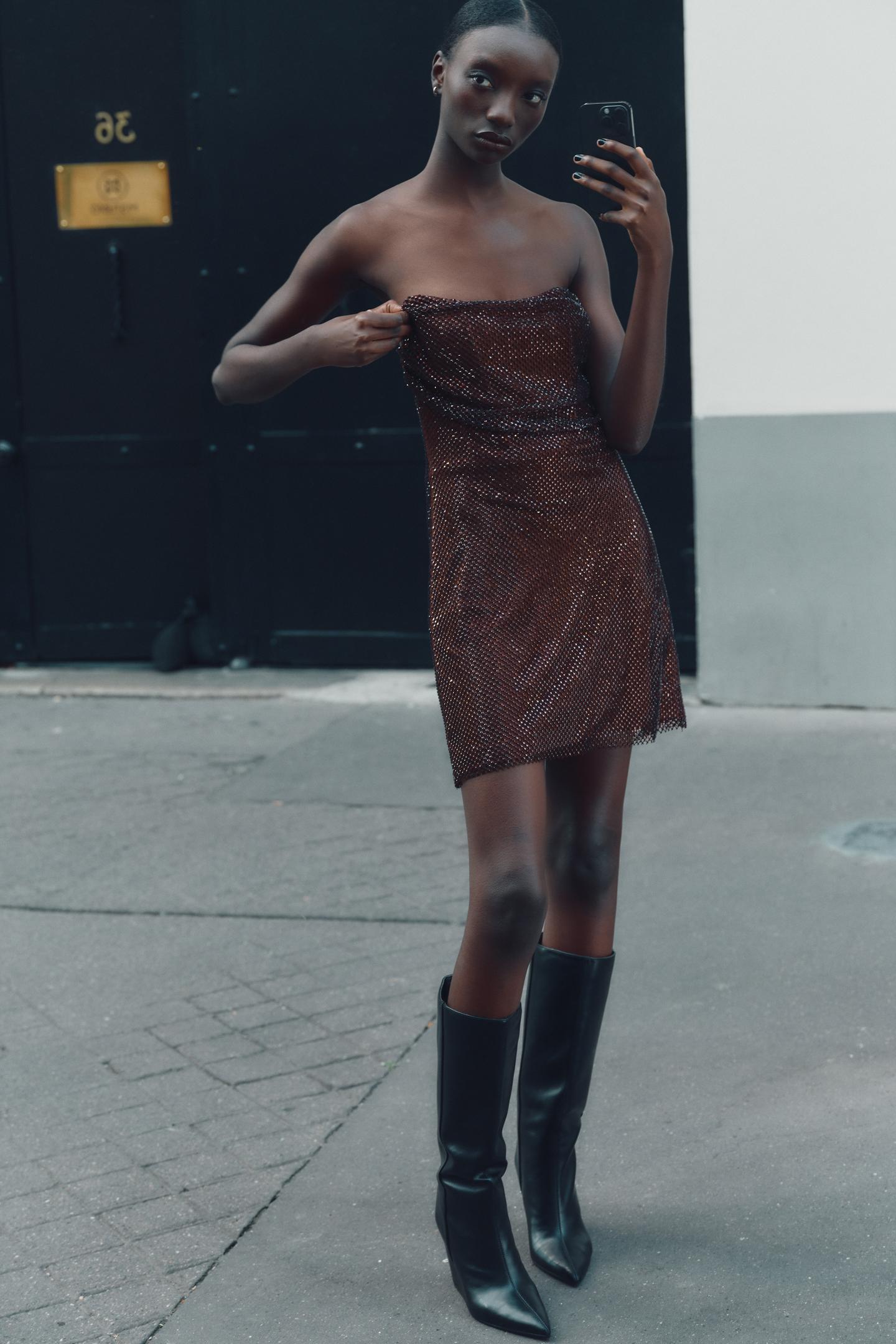 Ruby Strapless Glitter Mini Dress ✨