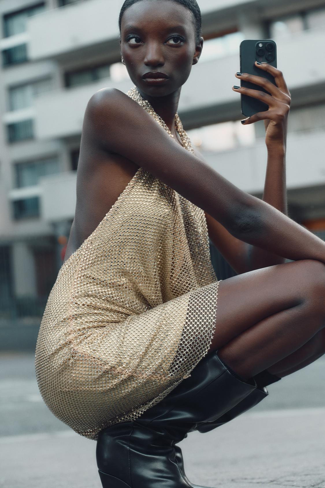 Celeste | Sparkly Halter Mini Dress