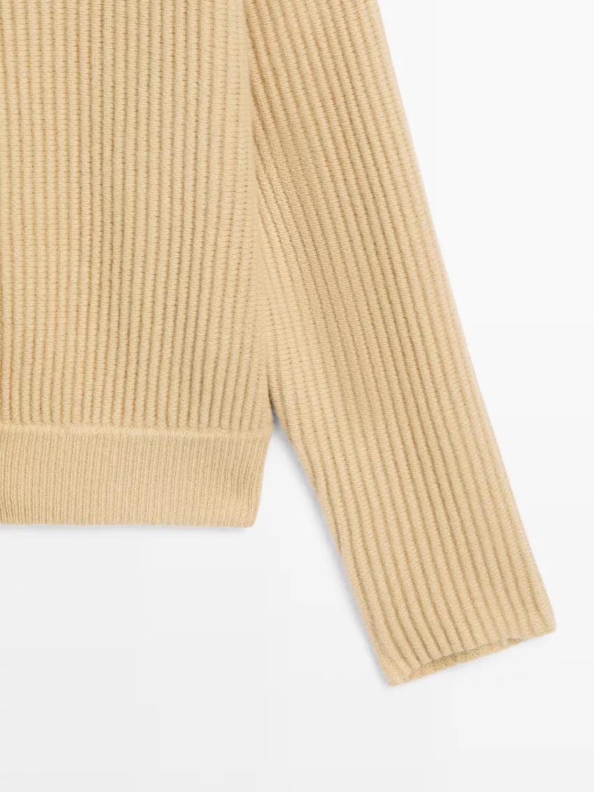 100% wool knit cardigan with turtleneck
