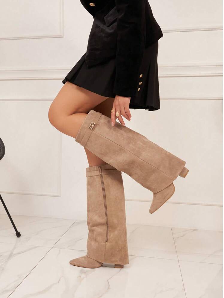 Rae | Chunky Western Fall Boots – Khaki