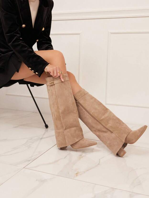 Rae | Chunky Western Fall Boots – Khaki