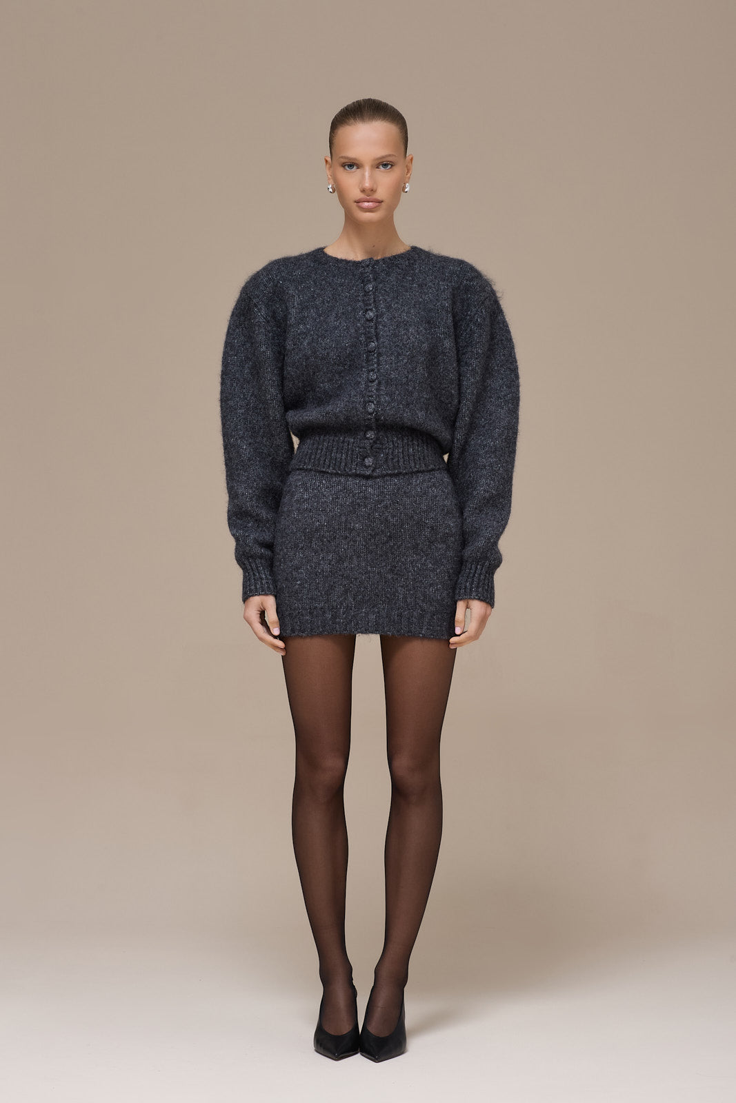 Aria Mini Skirt | Crackle Black