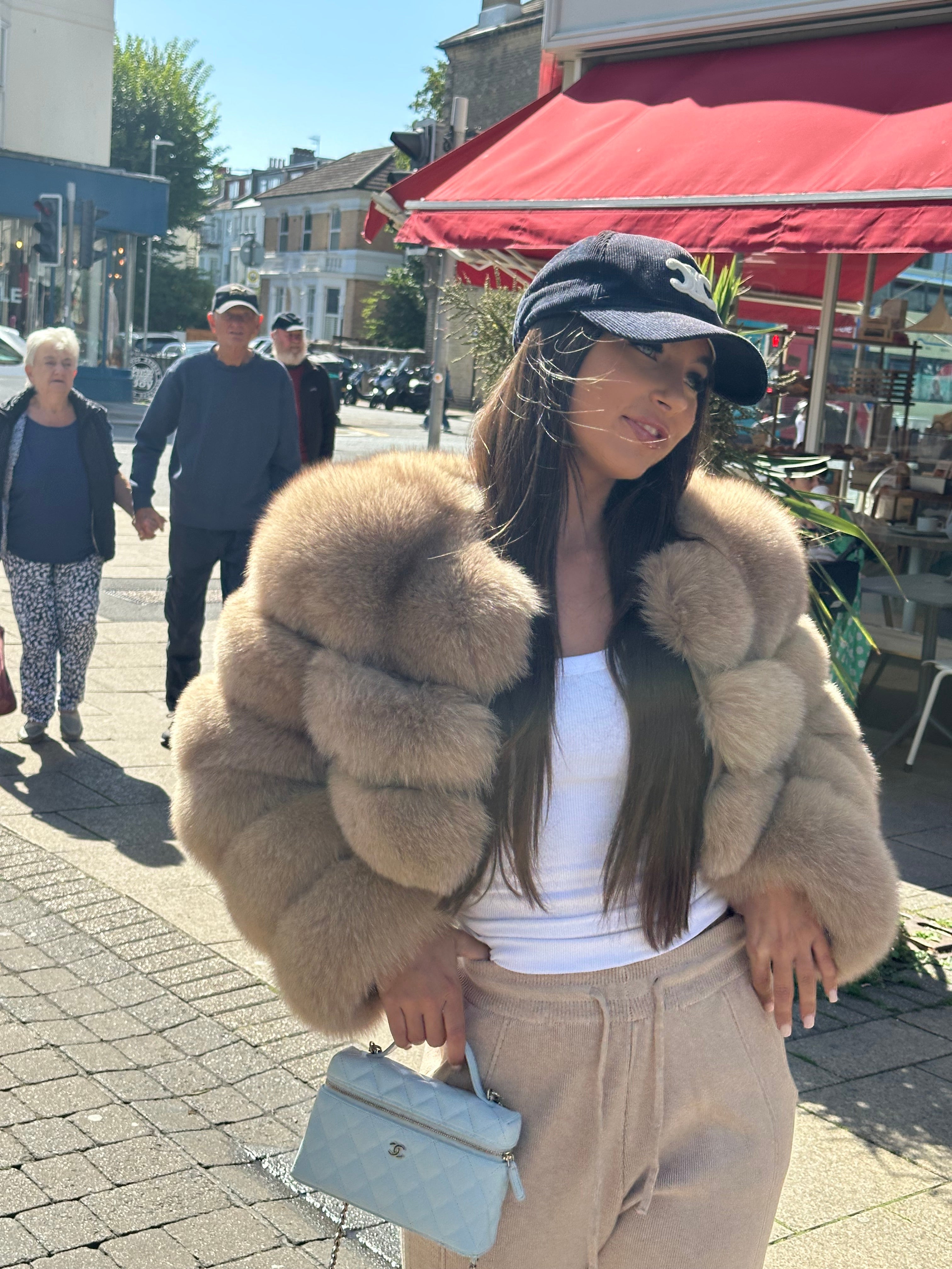 Montana Cropped Fox Fur Coat - Caramel