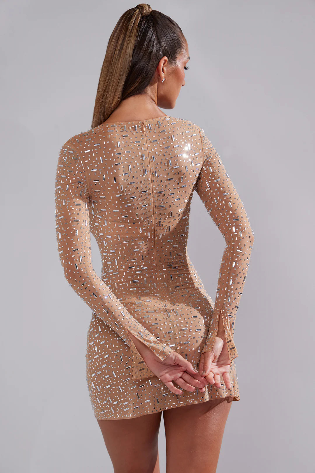 Zeta | Sheer Embellished A-Line Mini Dress