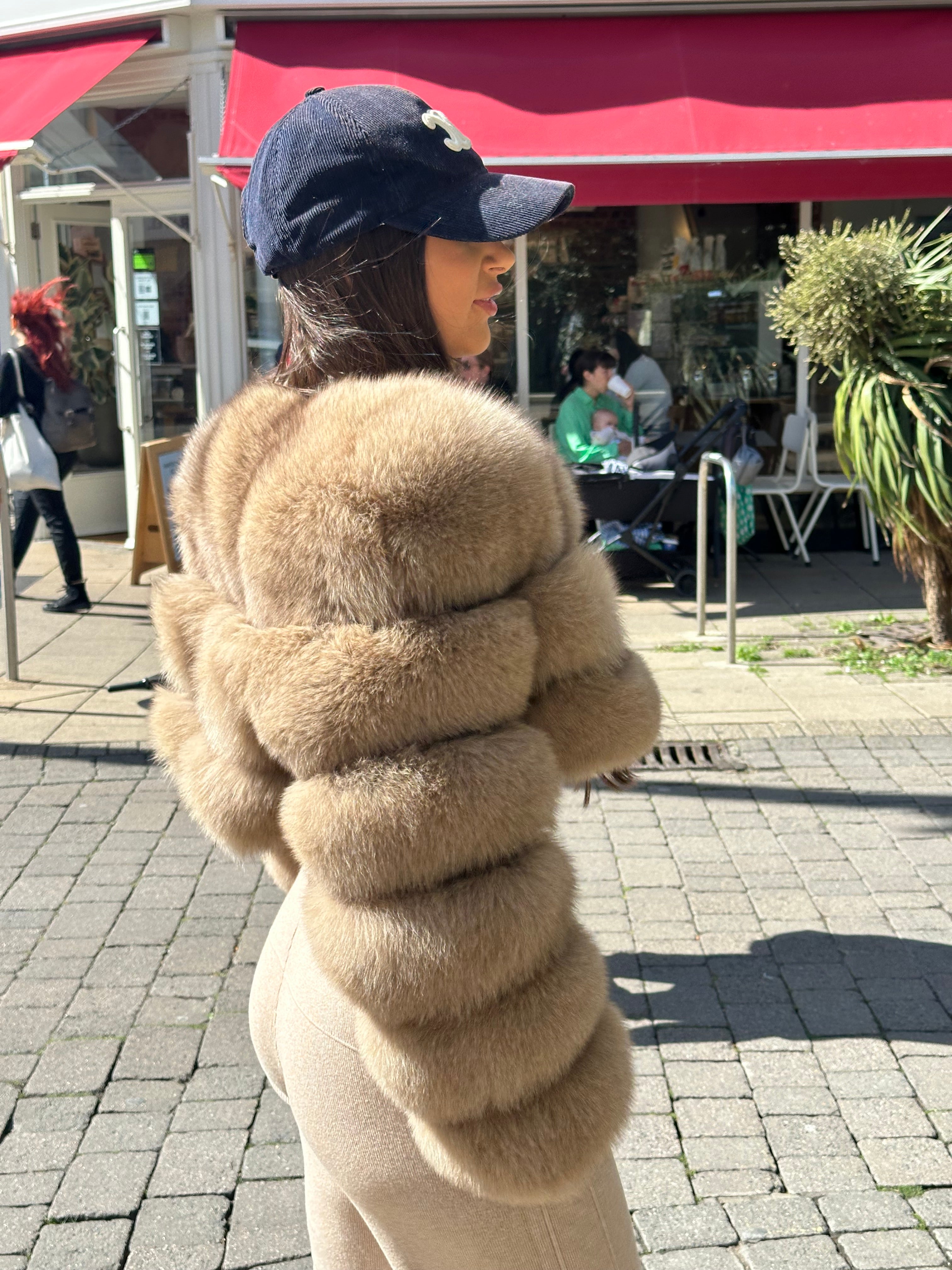 Montana Cropped Fox Fur Coat - Caramel