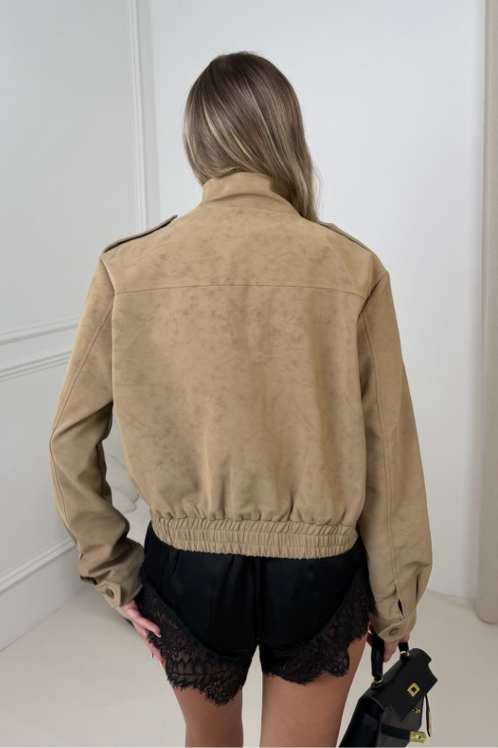 Jamie beige faux suede jacket