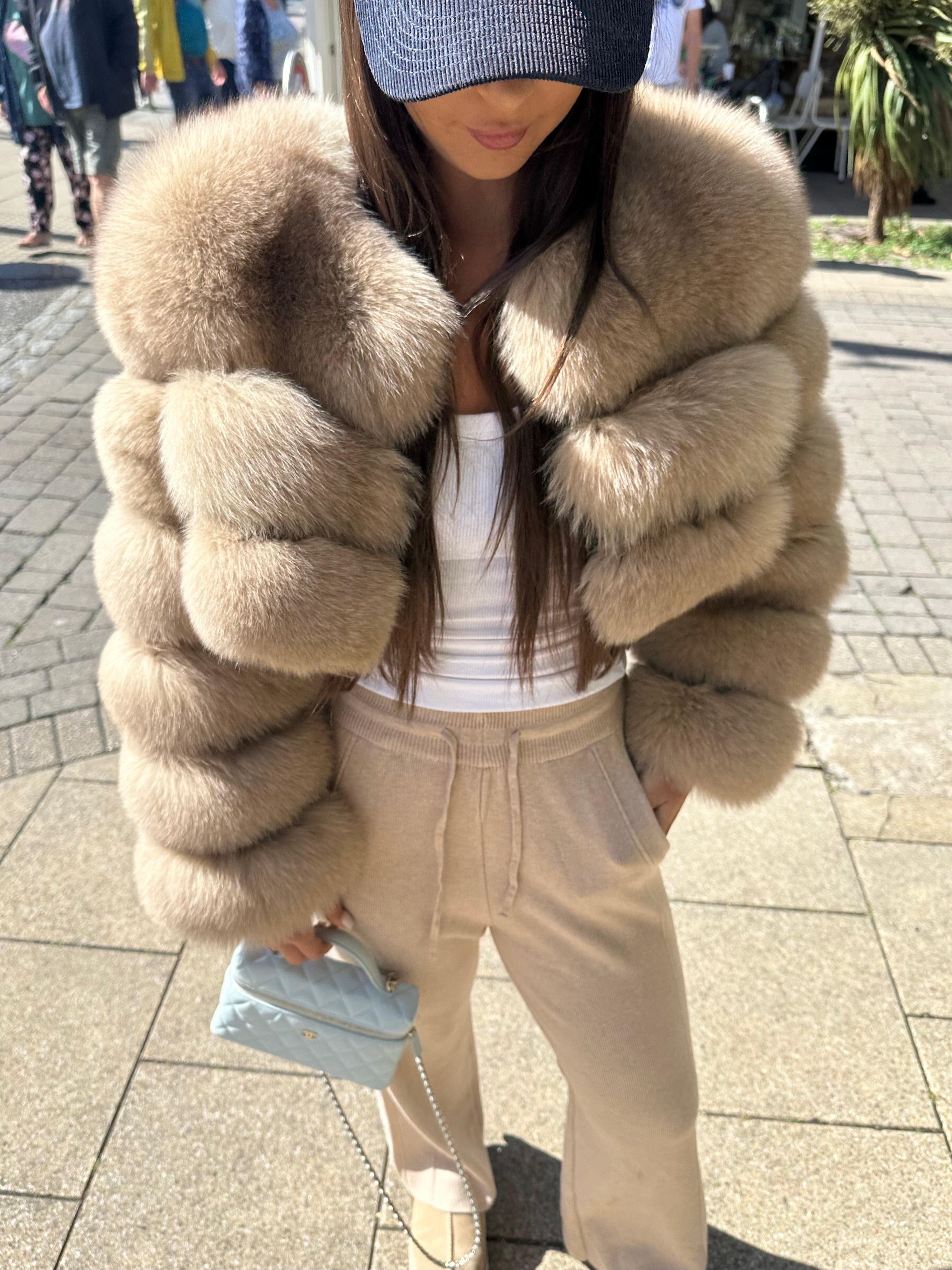 Montana Cropped Fox Fur Coat - Caramel