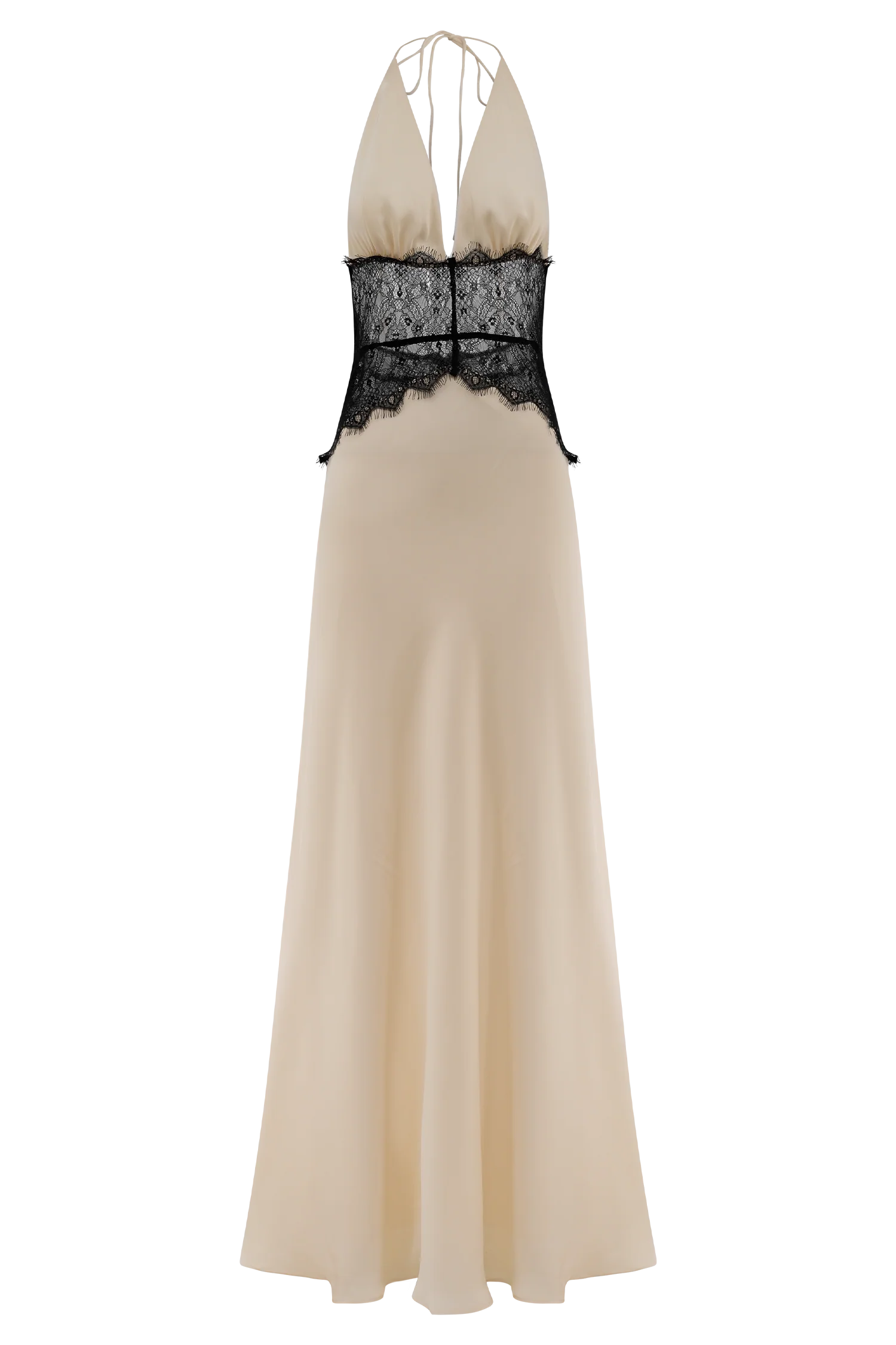 Marvelle | Lace & Satin Maxi Dress β Black/Ivory