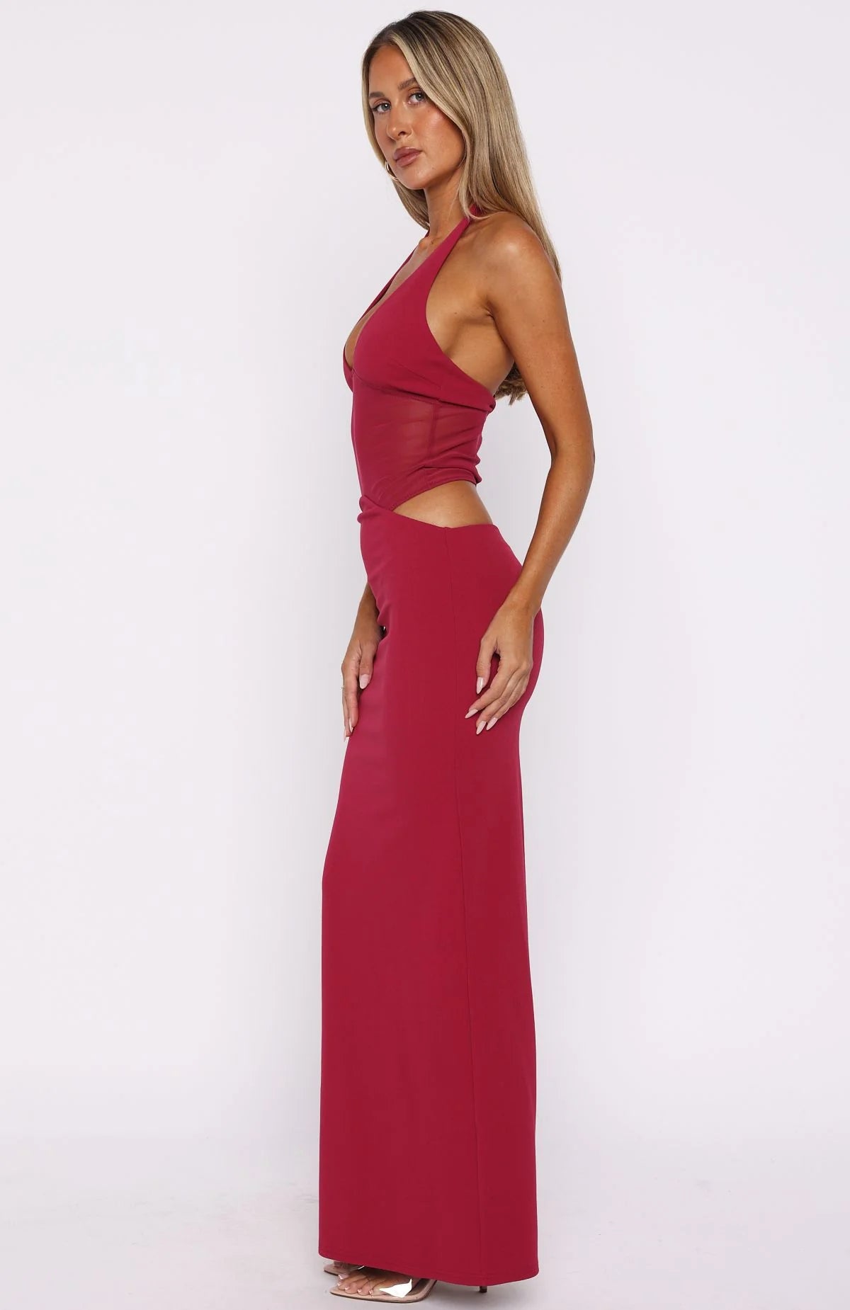 Halter Maxi Dress in Cherry