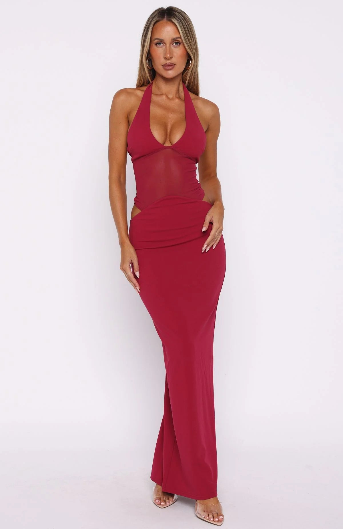 Halter Maxi Dress in Cherry