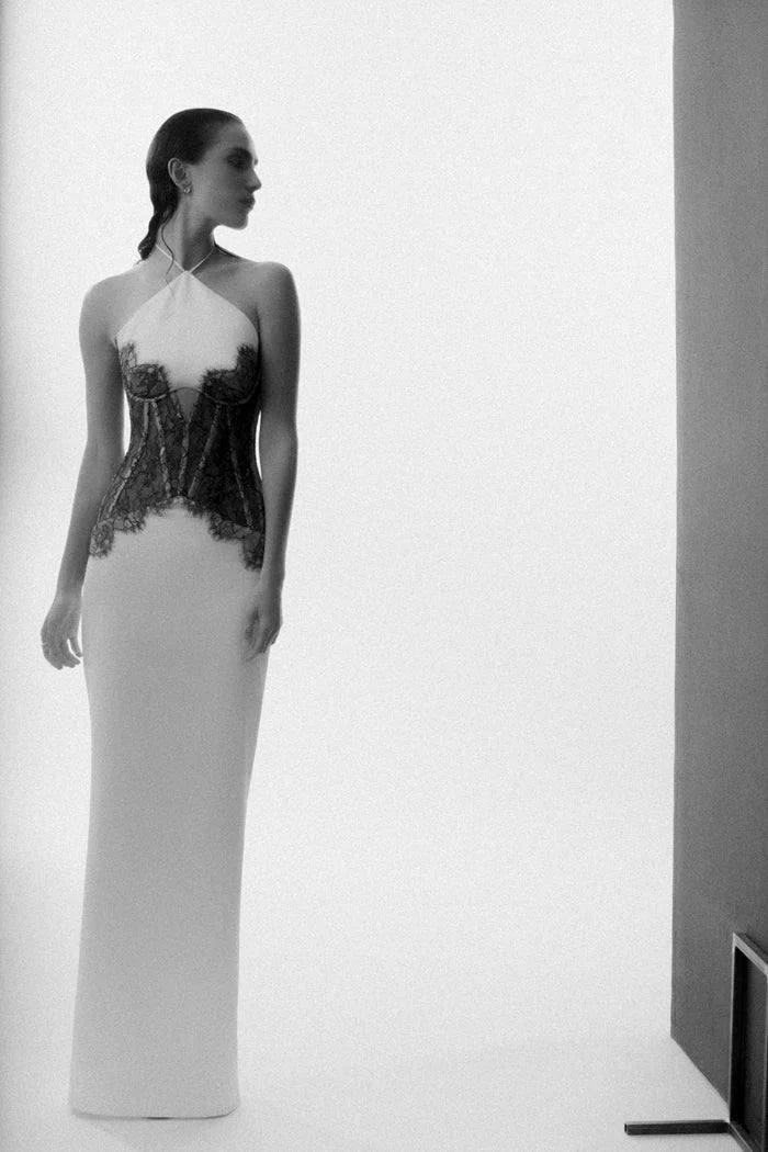 Colette | Satin & Lace Corset Maxi Dress