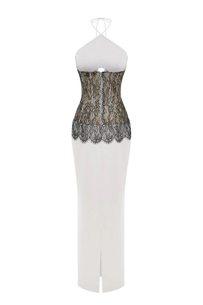 Colette | Satin & Lace Corset Maxi Dress