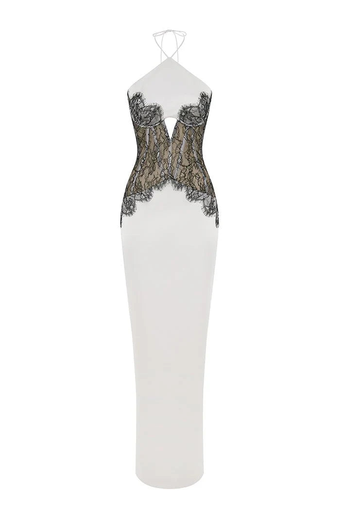 Colette | Satin & Lace Corset Maxi Dress