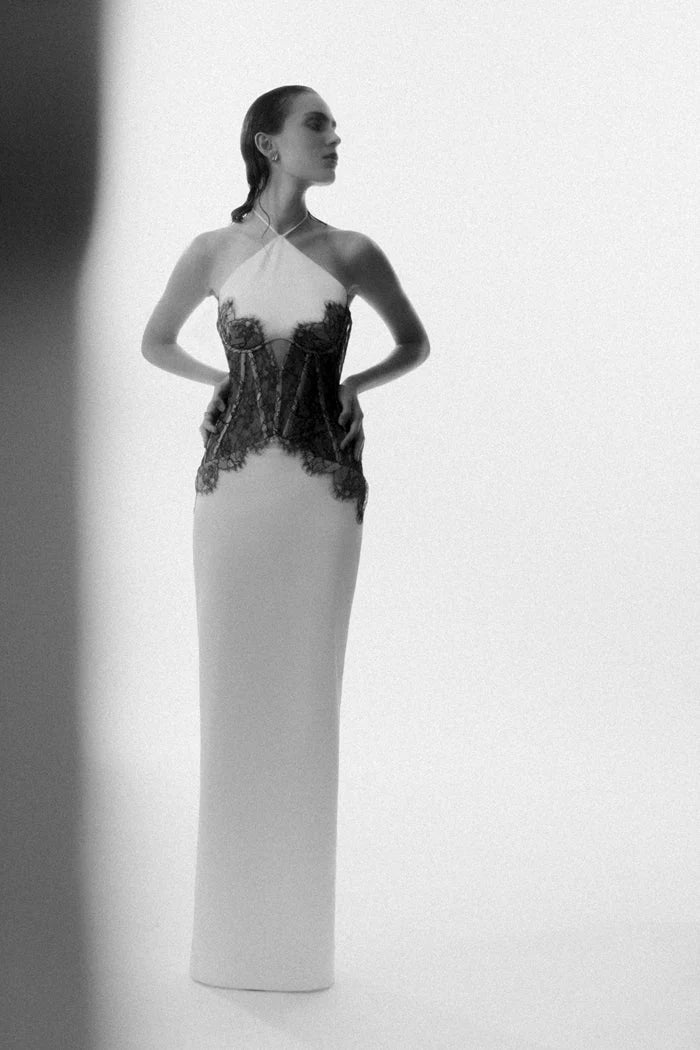 Colette | Satin & Lace Corset Maxi Dress
