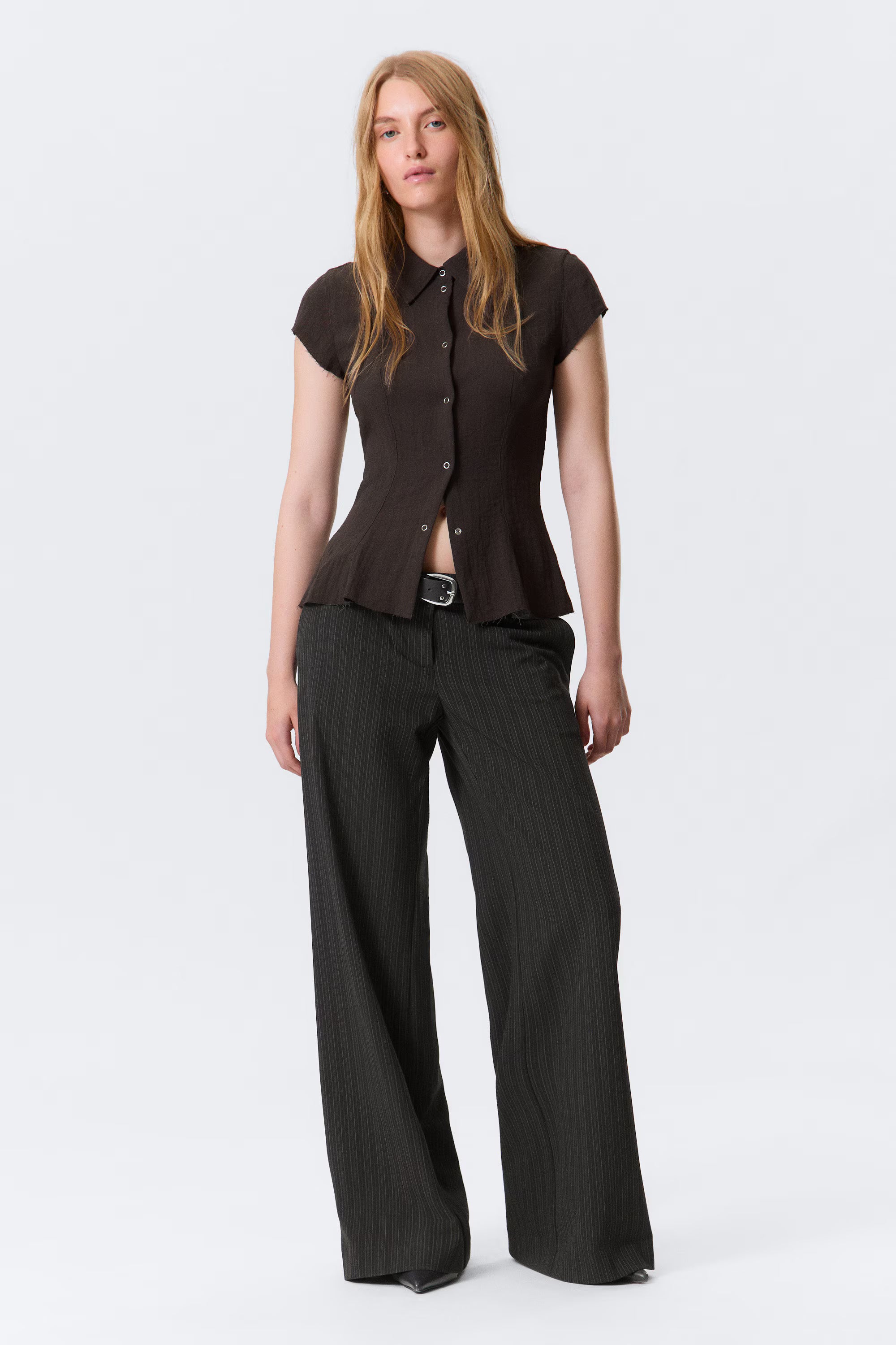 Low-Waist Flared Trousers