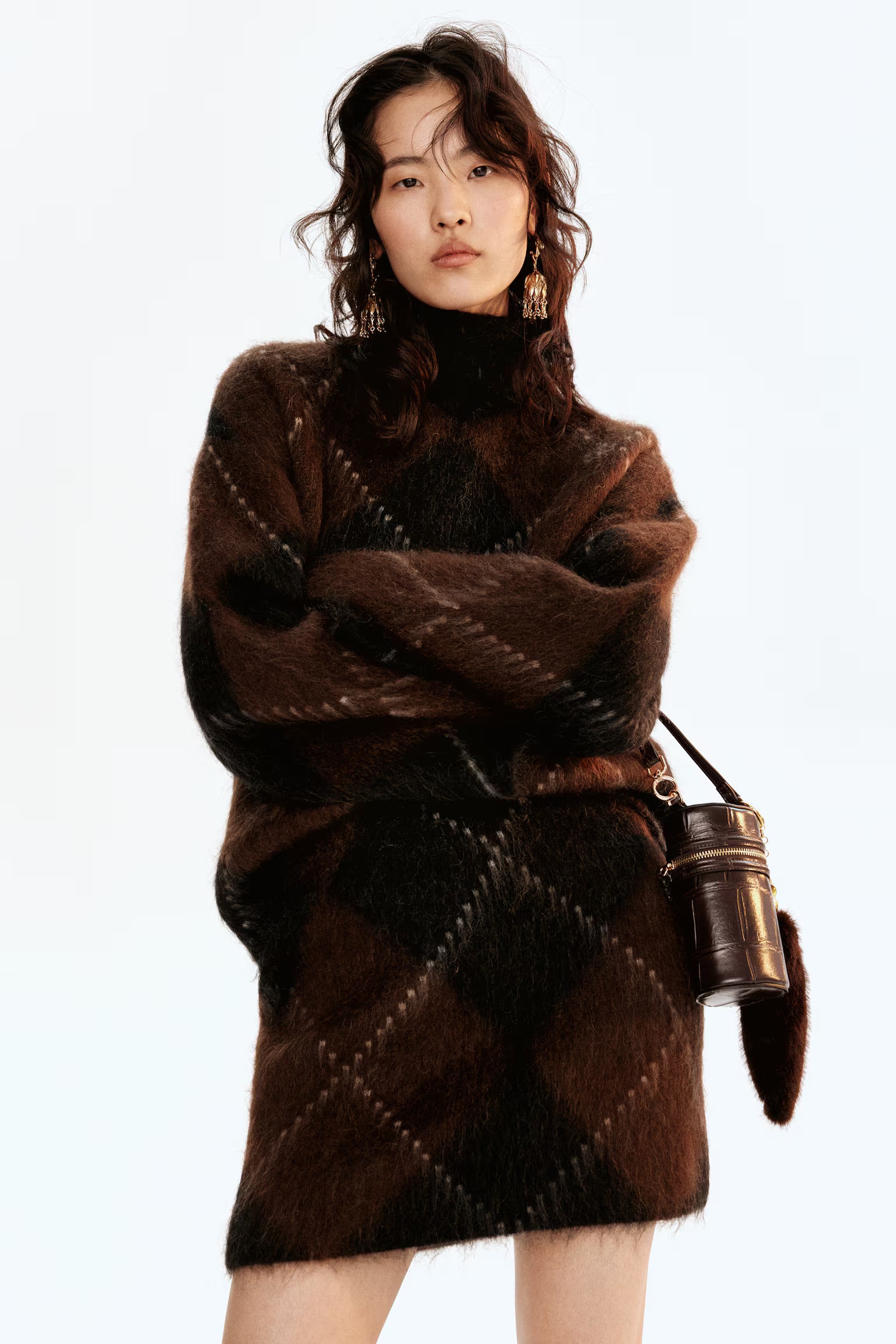 Sweater in a mohair blend with a turtleneck
