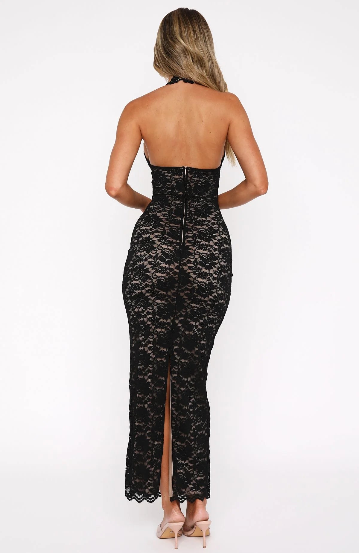 Destiny | Lace Halter Maxi Dress