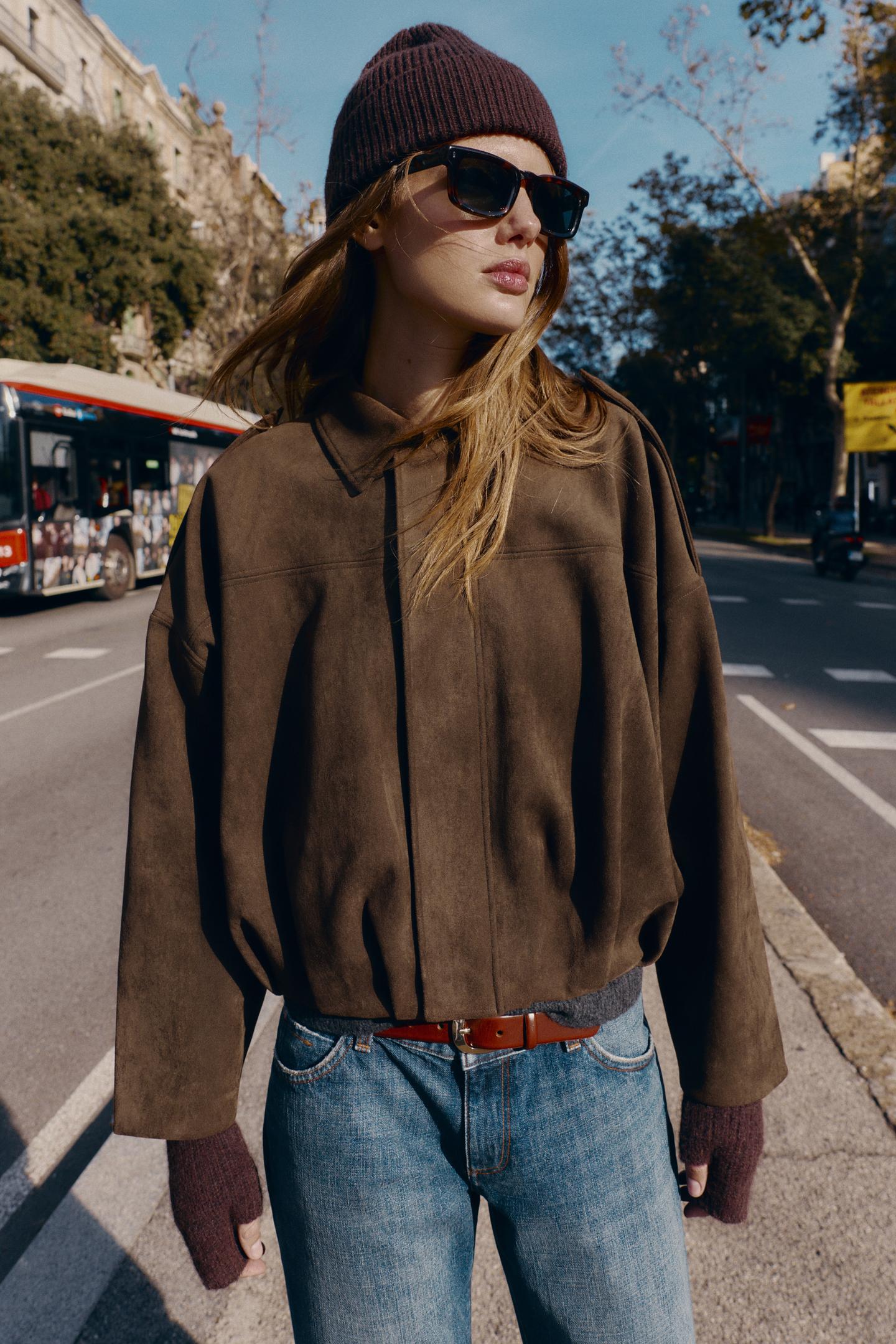 Rhéa | Suede-Effect Bomber Jacket