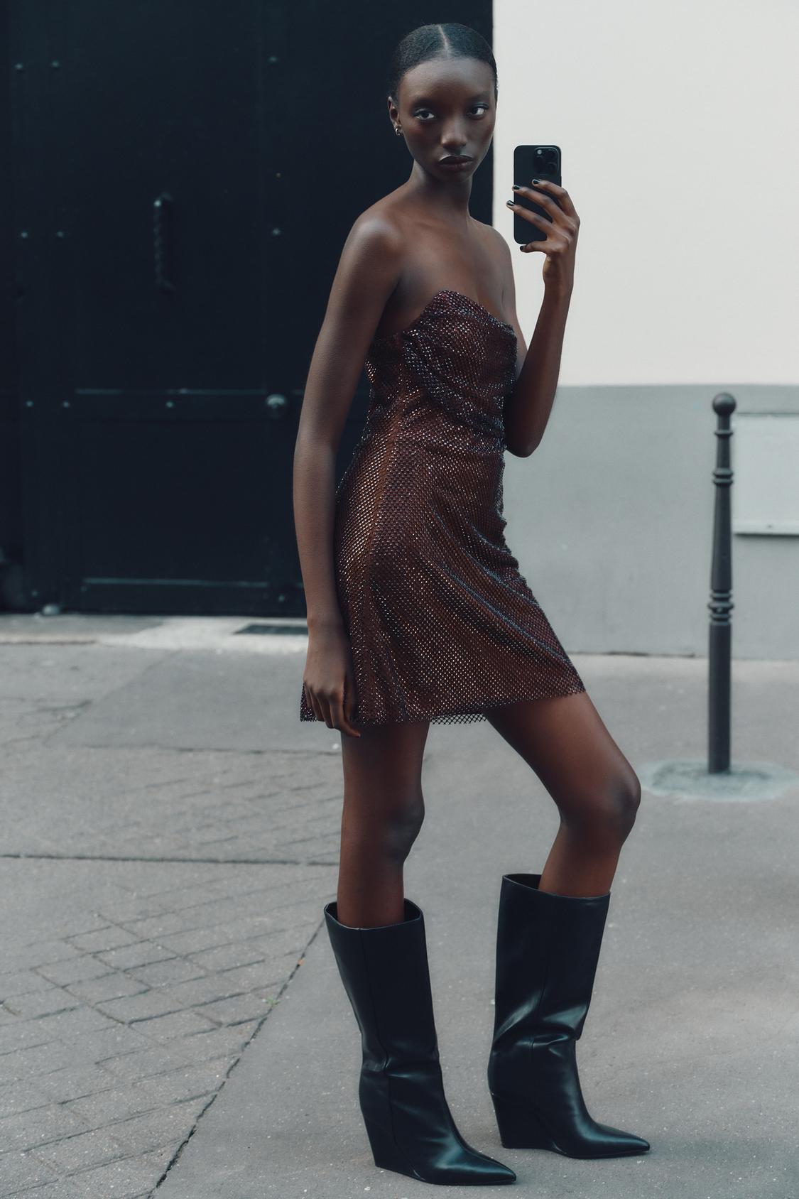 Ruby Strapless Glitter Mini Dress ✨