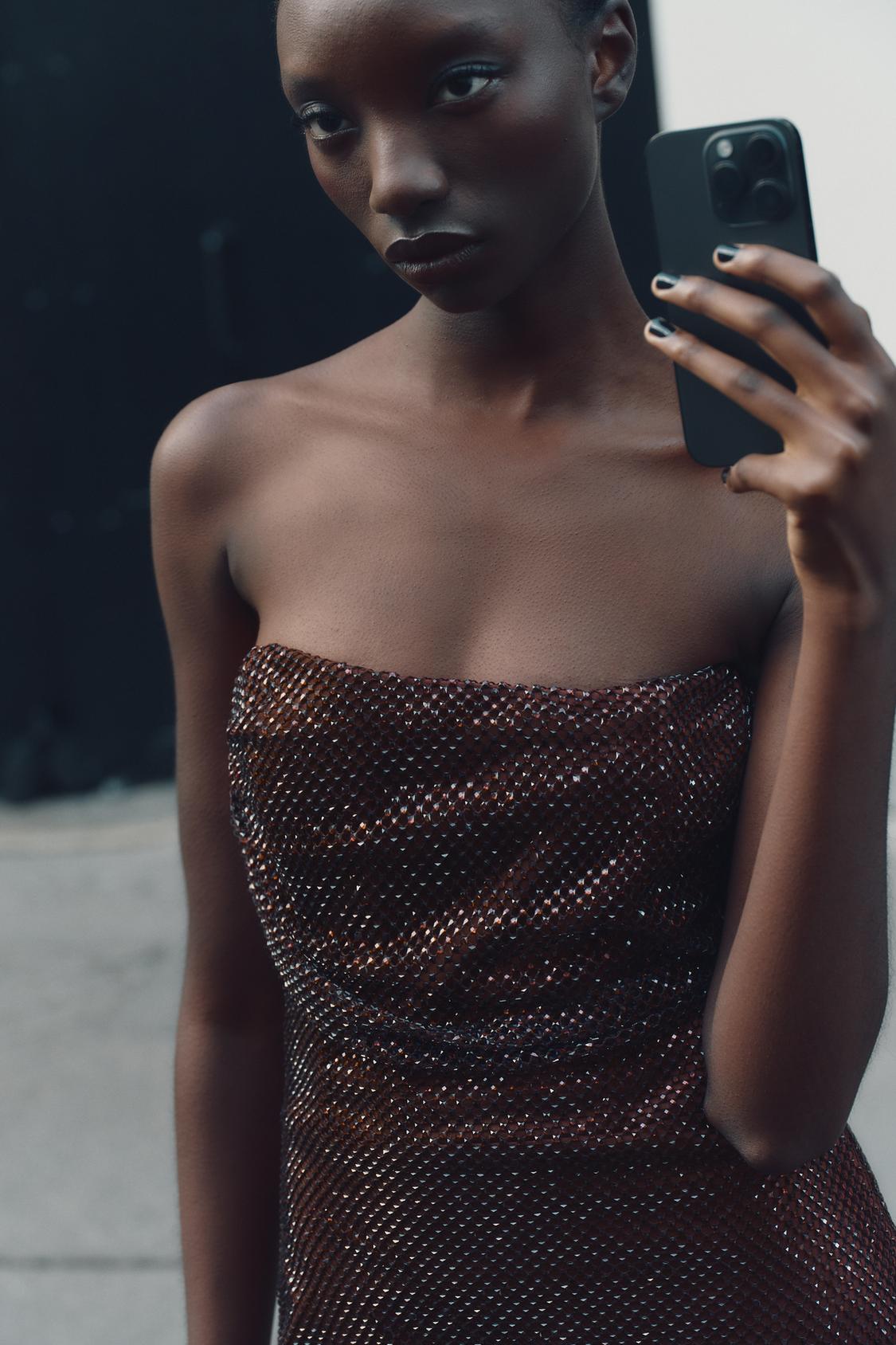 Ruby Strapless Glitter Mini Dress ✨