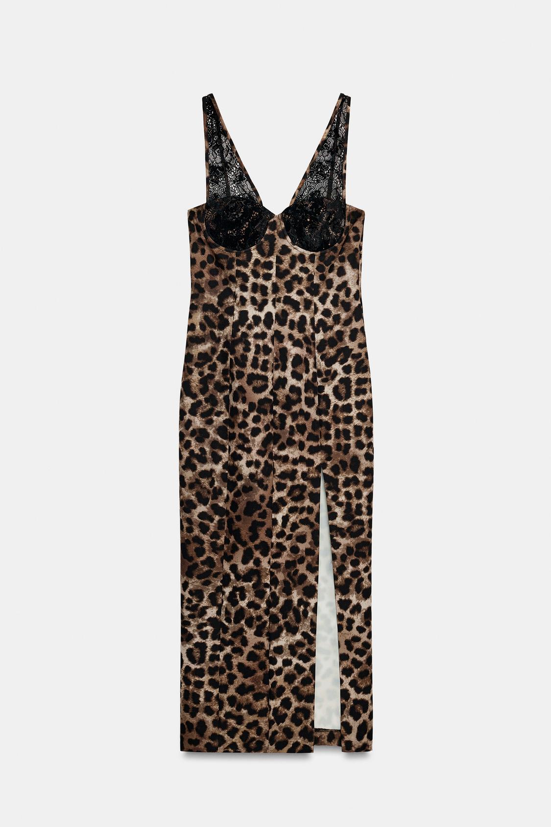 Liora | Midi Dress with Animal Print & Lace