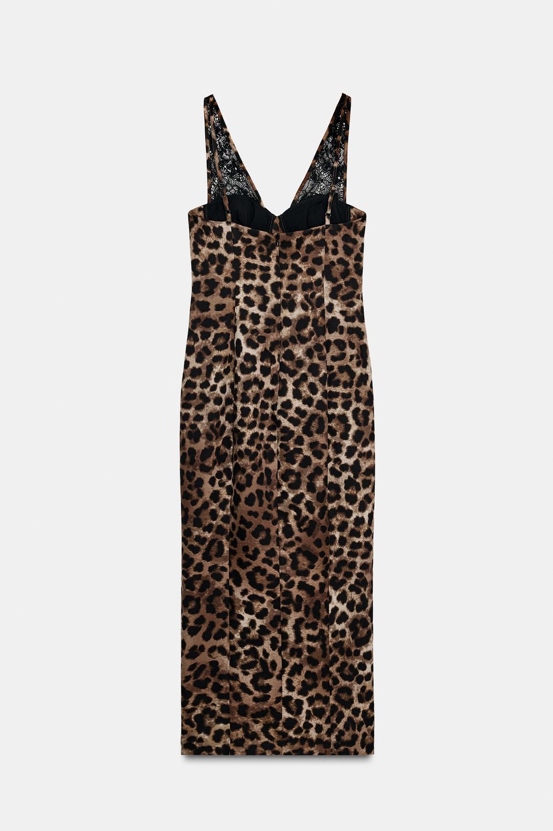 Liora | Midi Dress with Animal Print & Lace