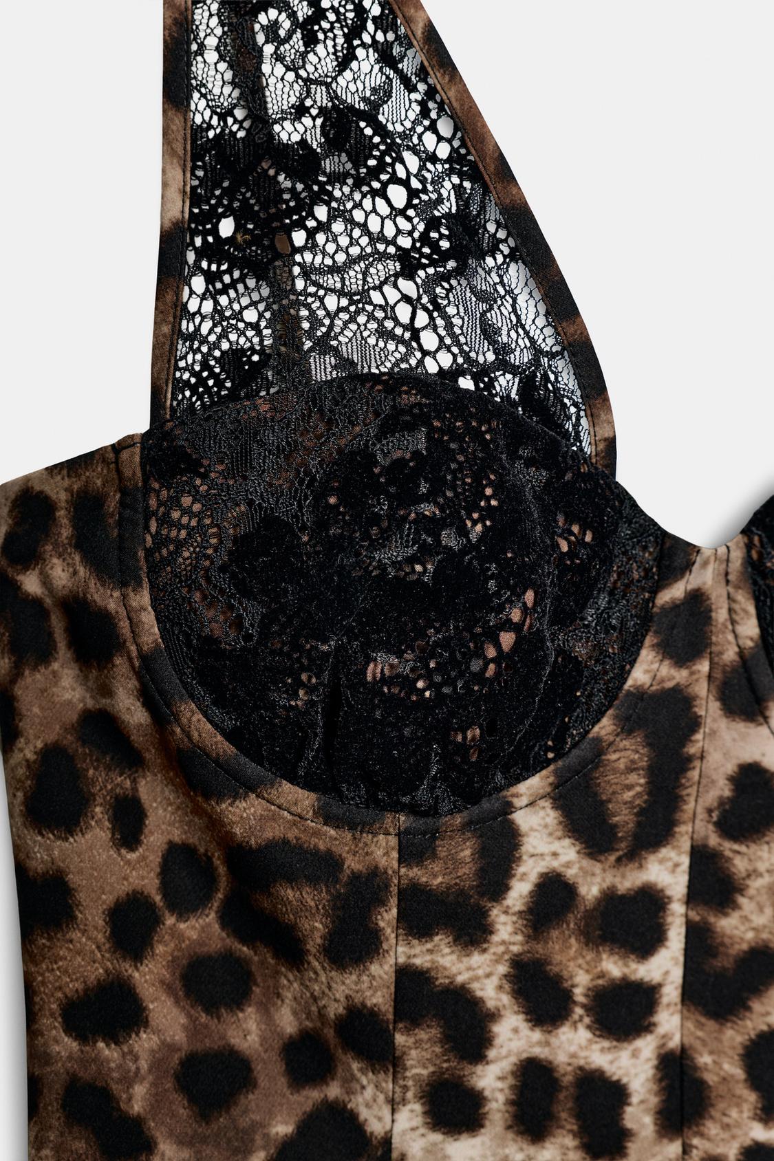 Liora | Midi Dress with Animal Print & Lace