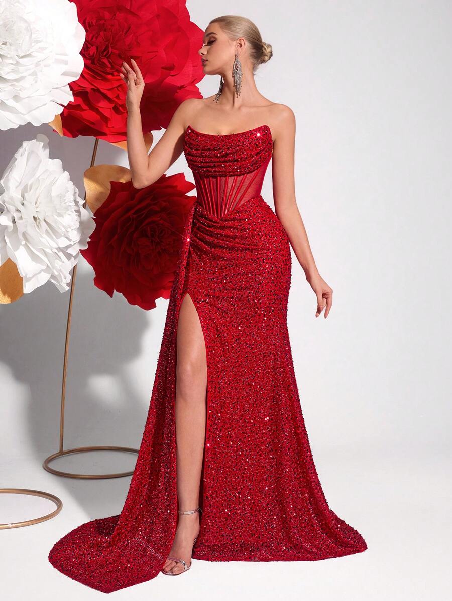 Maristella | Sequin Off-Shoulder Gown