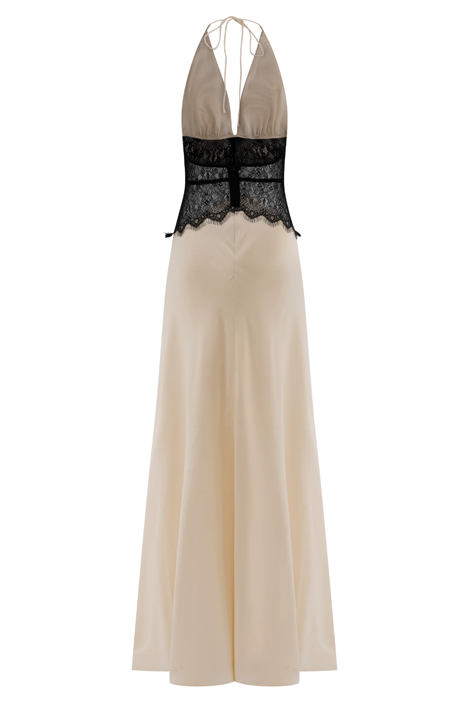 Marvelle | Lace & Satin Maxi Dress – Black/Ivory