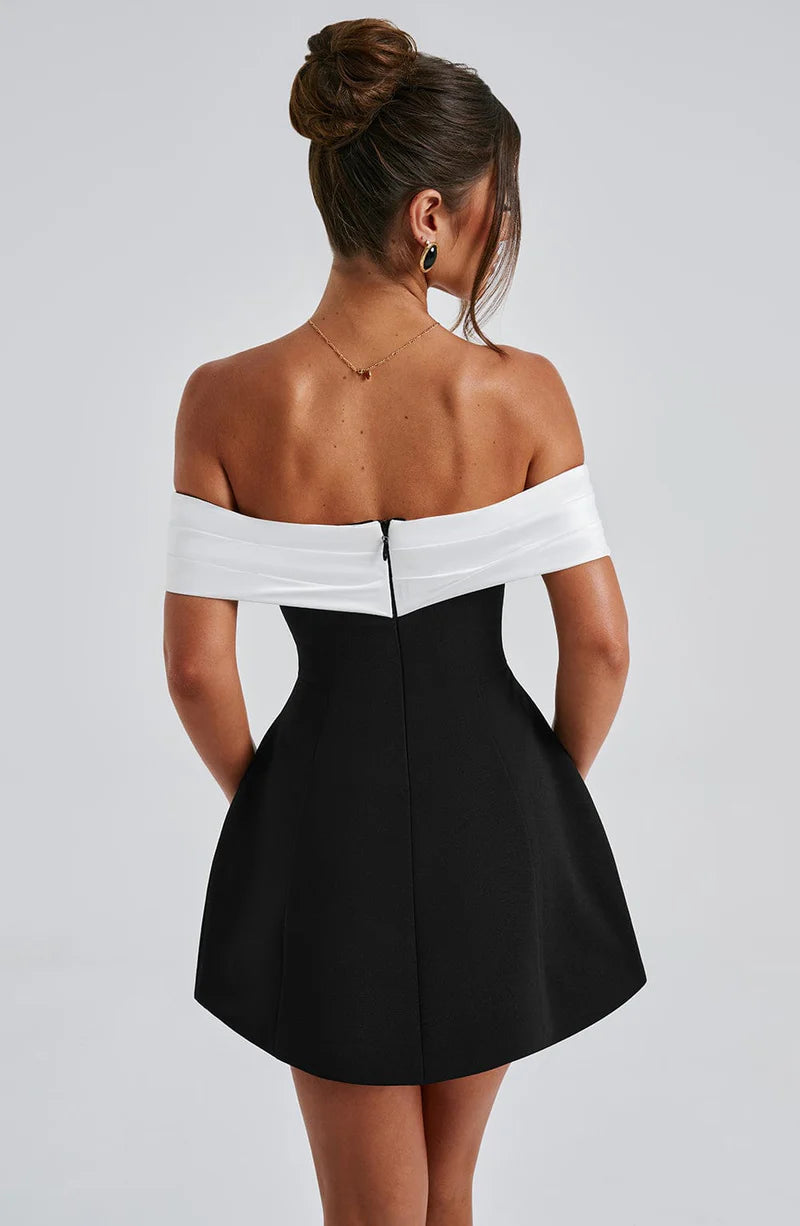 Delfina | Contrast Bardot Bubble Mini Dress