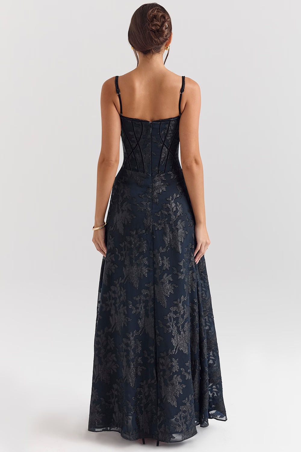 Celestine | Lurex Chiffon Corset Maxi Dress