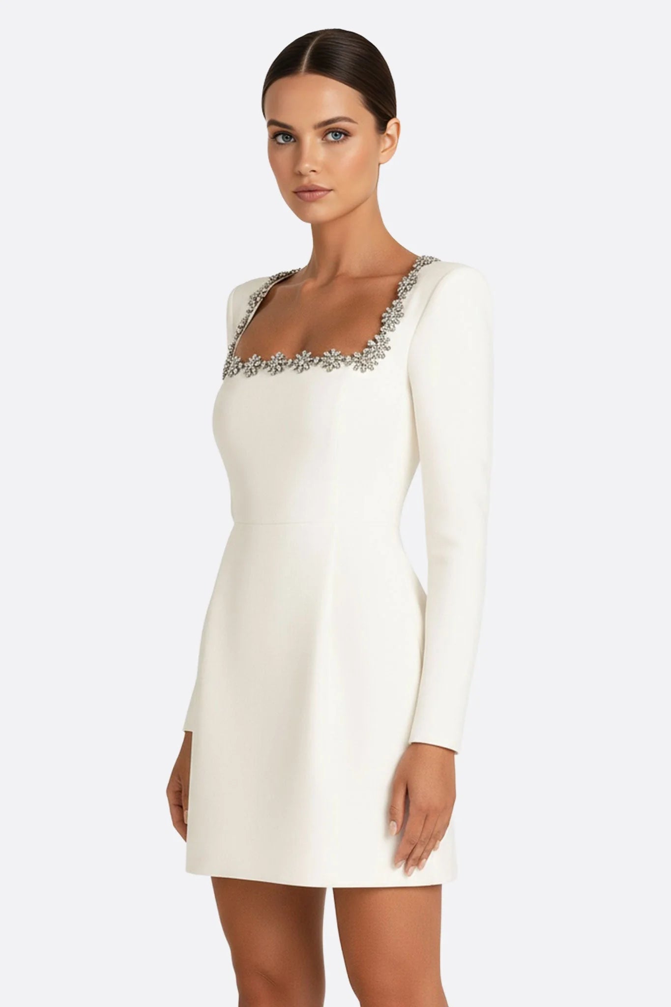 Serena | Square-Neck Long Sleeve Mini Dress